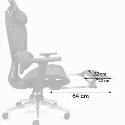 Fotel biurowy ergonomiczny krzesło zagłówek regulacja podnóżek KB106 czarny