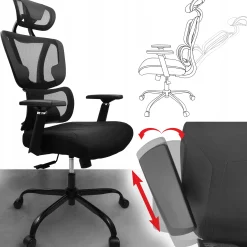 Fotel biurowy ergonomiczny obrotowy regulowany ulga dla pleców premium