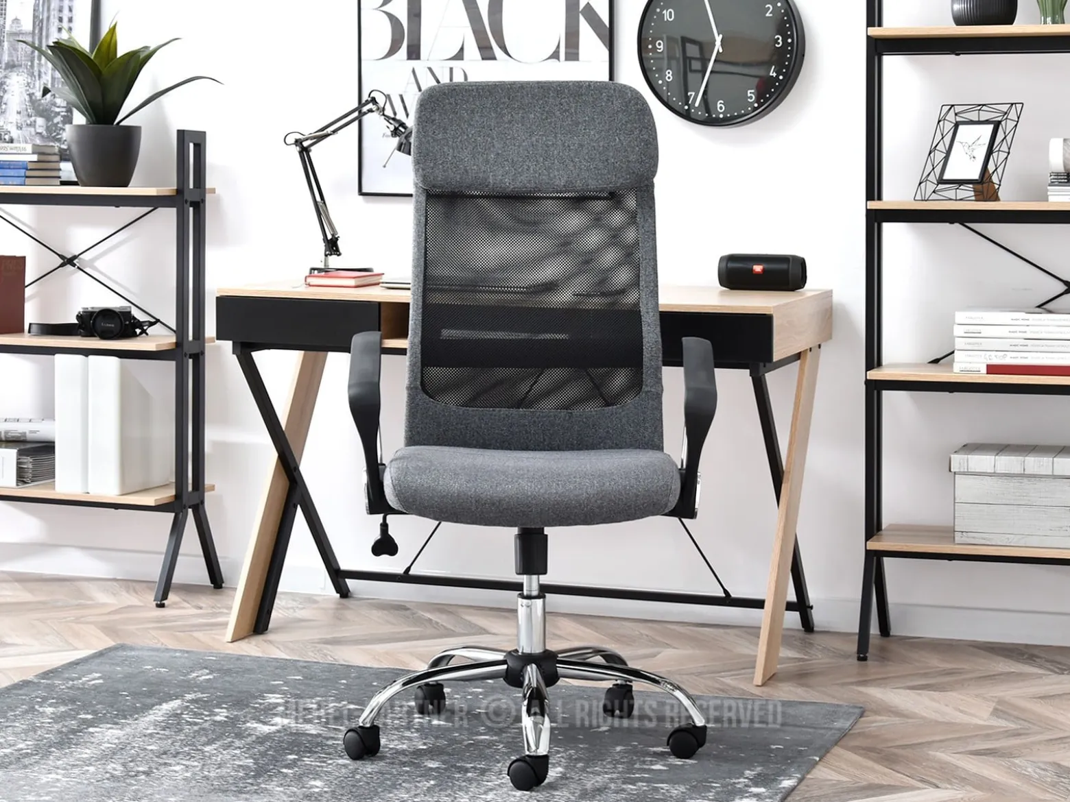 Fotel-Biurowy Kobe Szary Mesh, Podstawa Chrom