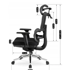 Fotel Biurowy Krzesło Obrotowe Ergonomiczny z Podnóżkiem Czarny DELSIN