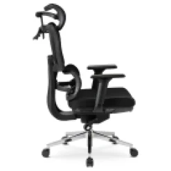 Fotel Biurowy Krzesło Obrotowe Ergonomiczny z Podnóżkiem Czarny DELSIN