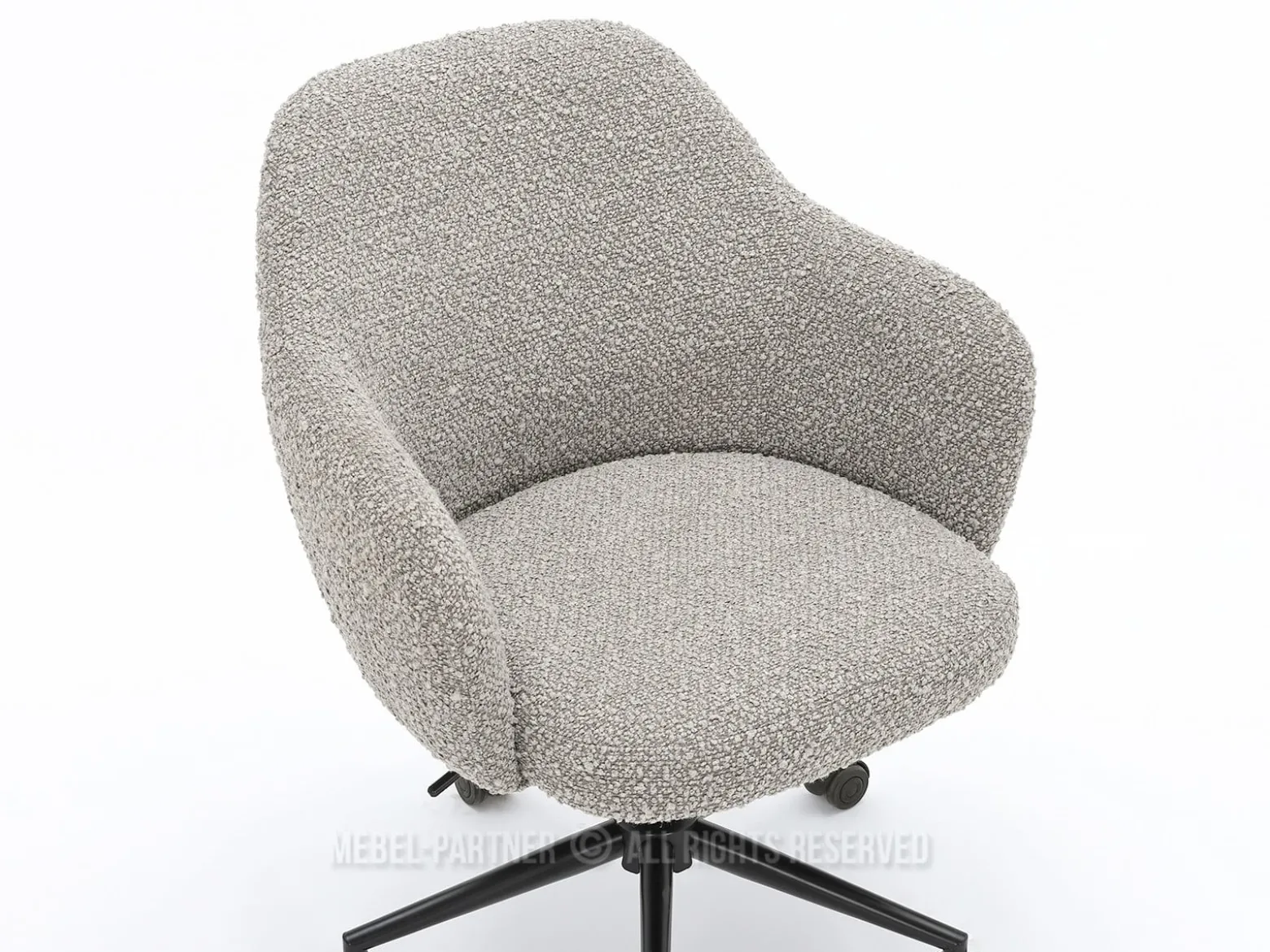 Fotel biurowy Lilly szary boucle, podstawa czarny