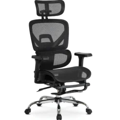 Fotel Biurowy Obrotowy Ergonomiczny Krzesło Do Biurka Czarny KAIR