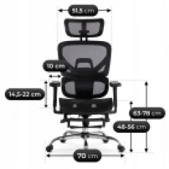 Fotel Biurowy Obrotowy Ergonomiczny Krzesło Do Biurka Czarny KAIR