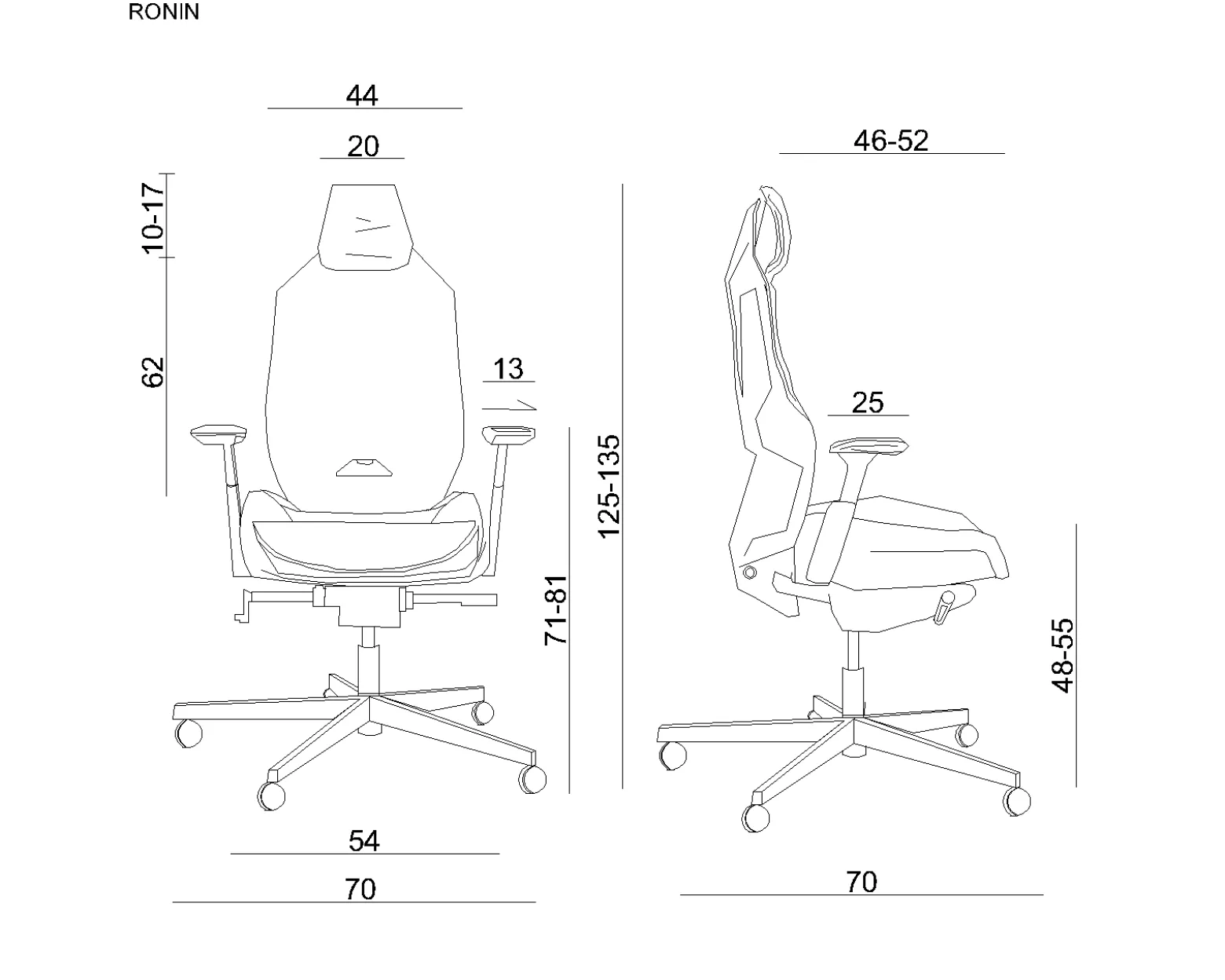 Fotel biurowy RONIN biały/czarny elastomer