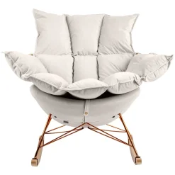 Fotel bujany SWING VELVET beżowy
