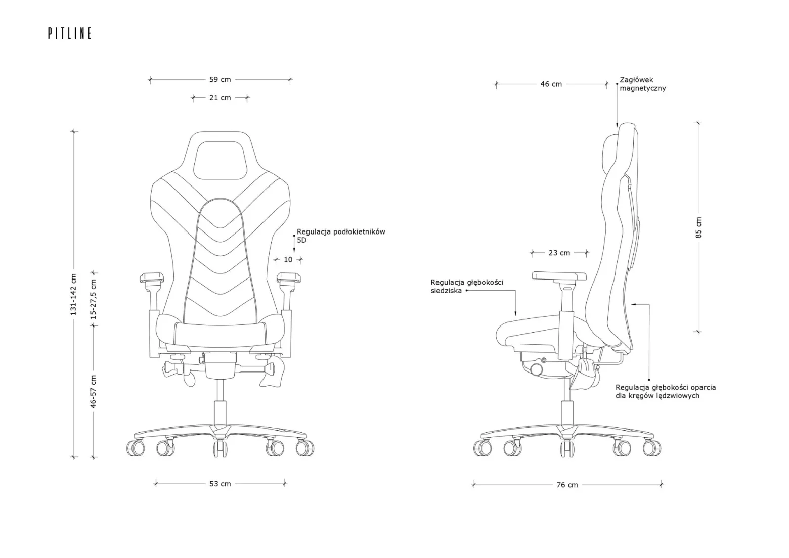 Fotel ergonomiczny Pitlane czarny tkanina eko-skóra