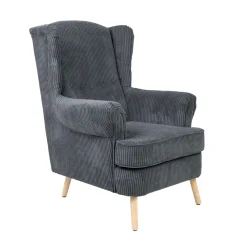 Fotel FOSSBY FASO sztruksowy szary 86x85x108 cm HOMLA