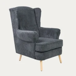 Fotel FOSSBY FASO sztruksowy szary 86x85x108 cm HOMLA