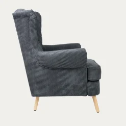 Fotel FOSSBY FASO sztruksowy szary 86x85x108 cm HOMLA