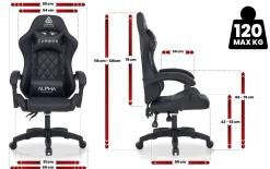 Fotel Gamingowy Biurowy Obrotowy Gracza Alpha Gaming Carbon Czarny