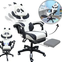 Fotel Gamingowy Obrotowy Panda Z Podnóżkiem I Z Masażerem Kids Zone Ko34