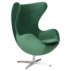 FOTEL Jajo Velvet zielone OBROTOWA PODSTAWA srebrna