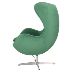 FOTEL Jajo Velvet zielone OBROTOWA PODSTAWA srebrna
