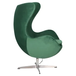 FOTEL Jajo Velvet zielone OBROTOWA PODSTAWA srebrna