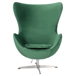 FOTEL Jajo Velvet zielone OBROTOWA PODSTAWA srebrna