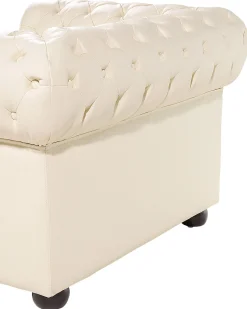 Fotel krzesło chesterfield skóra kremowy