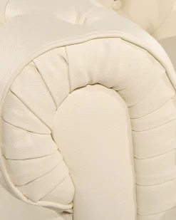 Fotel krzesło chesterfield skóra kremowy