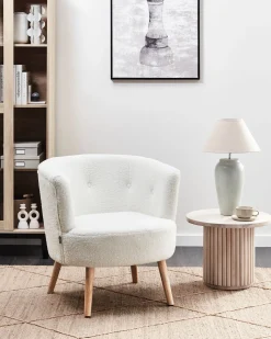 Fotel krzesło pikowany retro boucle biały