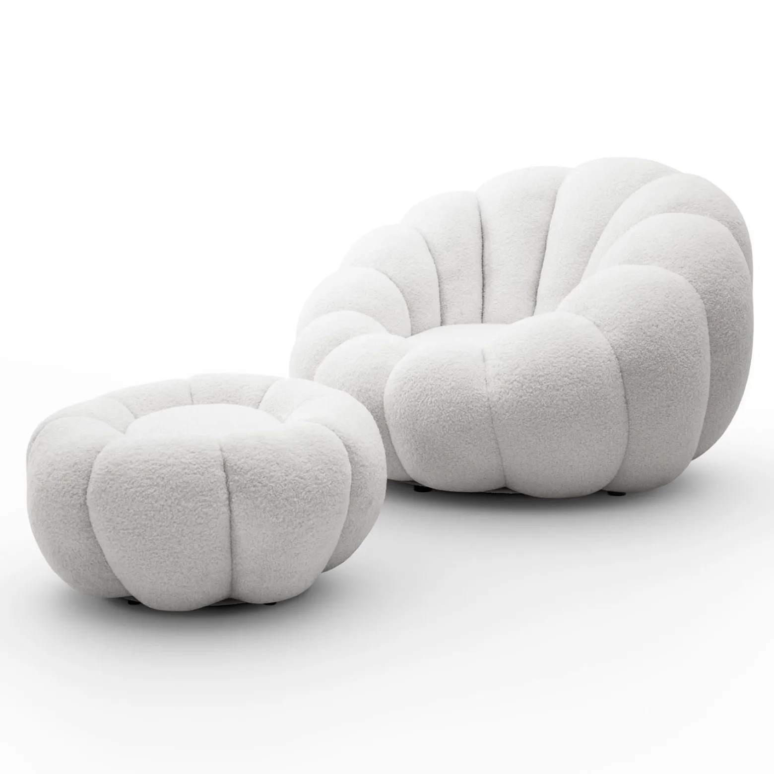 Fotel obrotowy FLUFFY z podnóżkiem, biały