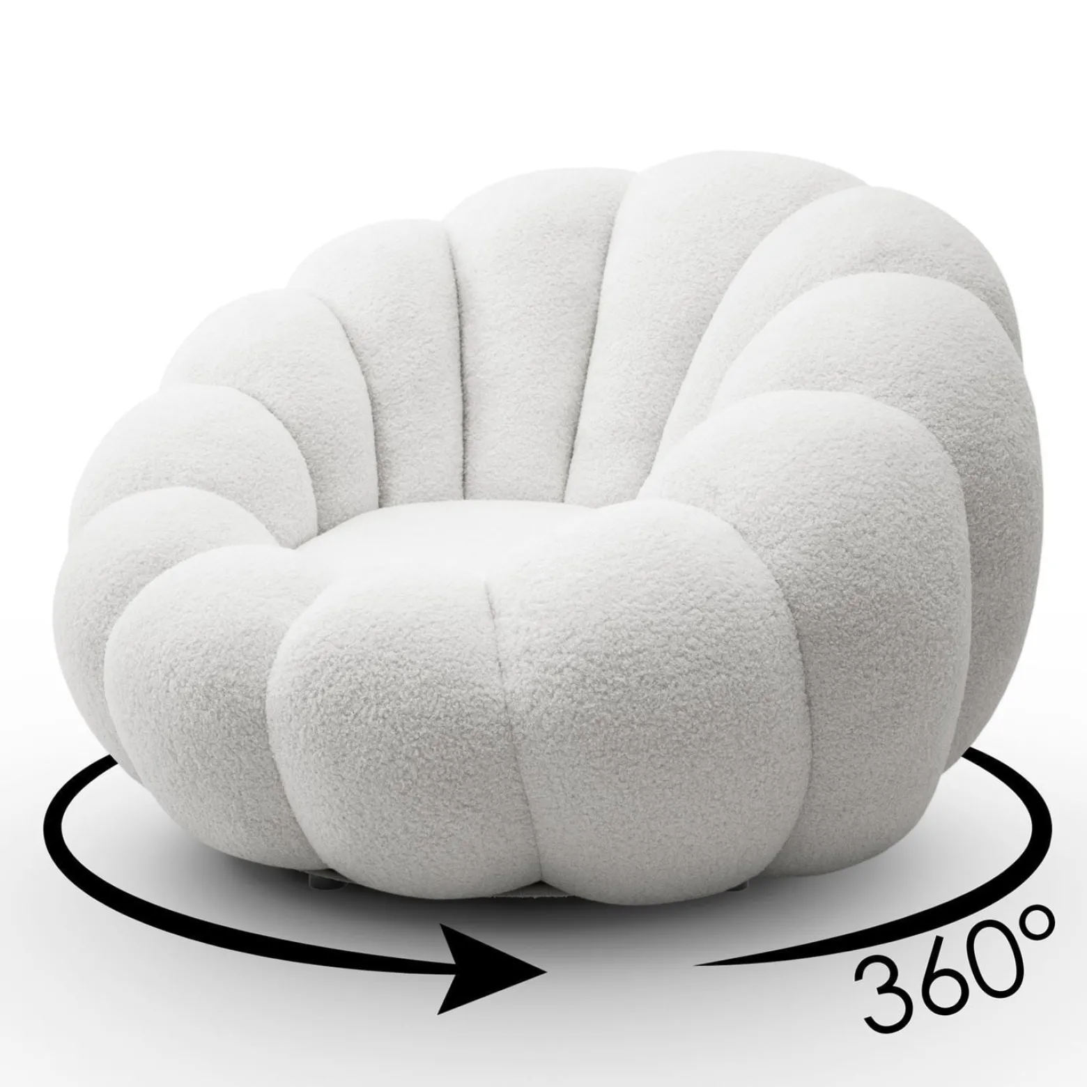 Fotel obrotowy FLUFFY z podnóżkiem, biały