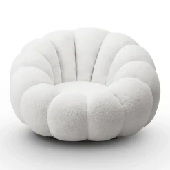 Fotel obrotowy FLUFFY z podnóżkiem, biały