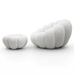 Fotel obrotowy FLUFFY z podnóżkiem, biały