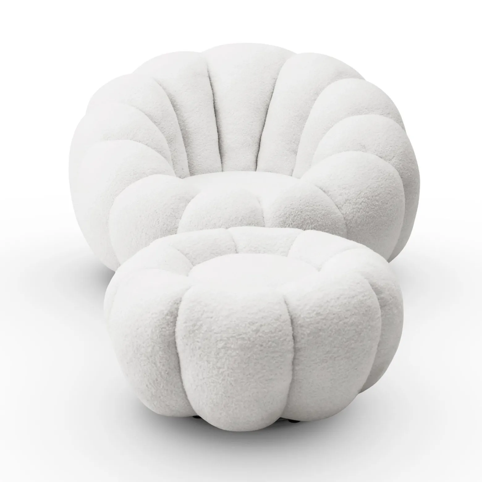 Fotel obrotowy FLUFFY z podnóżkiem, biały