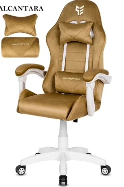 Fotel obrotowy gamingowy ENZO XL BEIGE ALCANTARA ICE