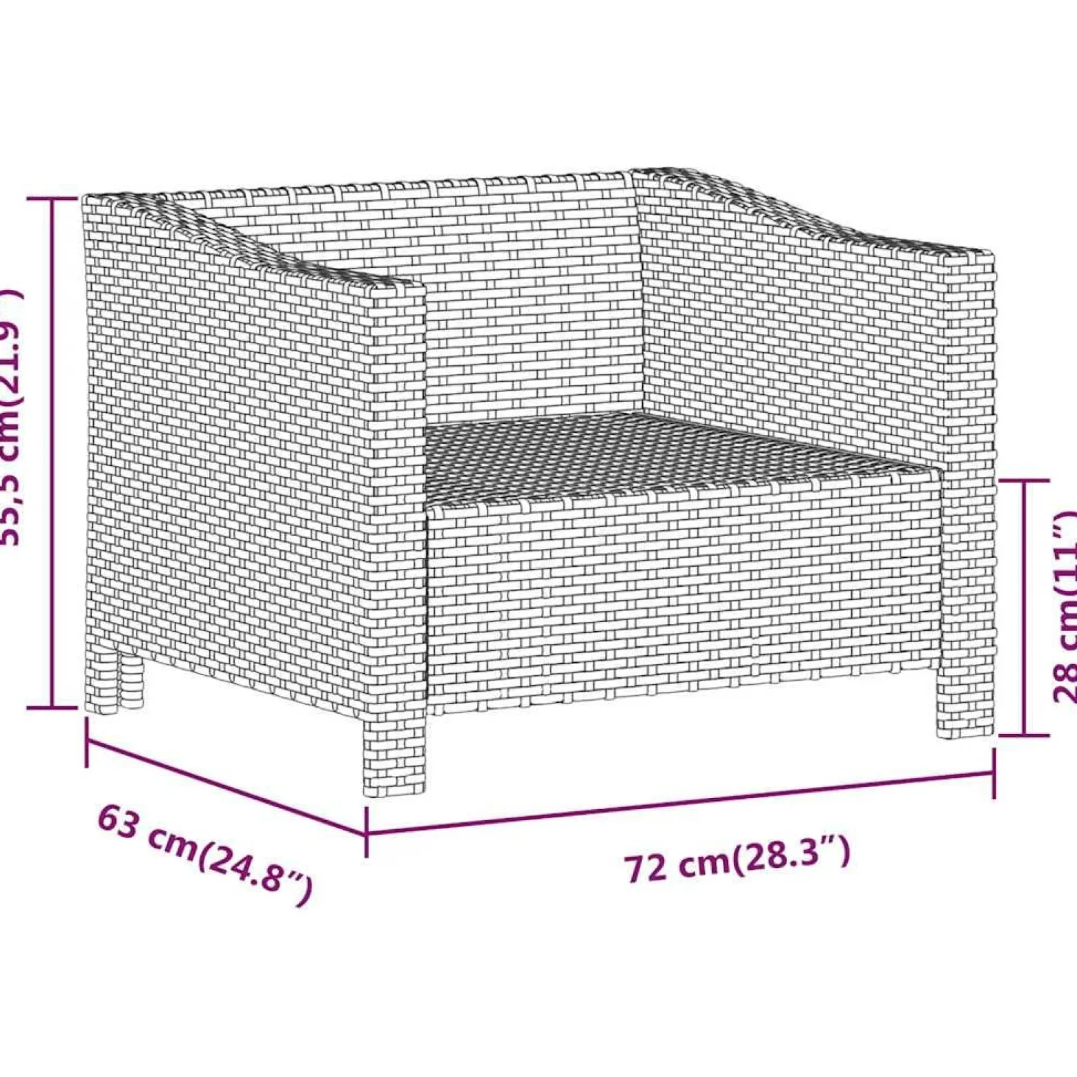 Fotel ogrodowy z poduszką szary polirattan