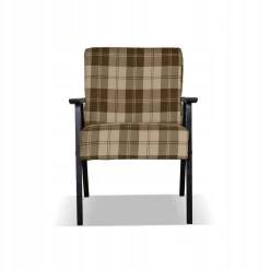 Fotel PRL zestaw retro vintage SOLER Family Meble krata brązowo - beżowa