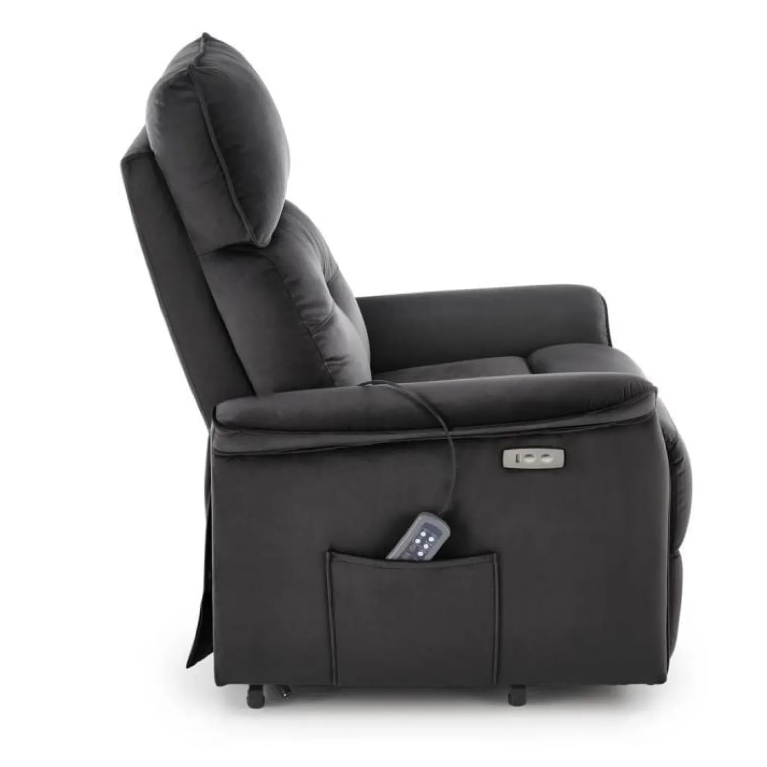 Fotel rozkładany SEMIR 2 VELVET czarny masujący
