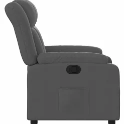 Fotel Rozkładany Wypoczynkowy Szary Wypoczynkowy Obity Tkaniną