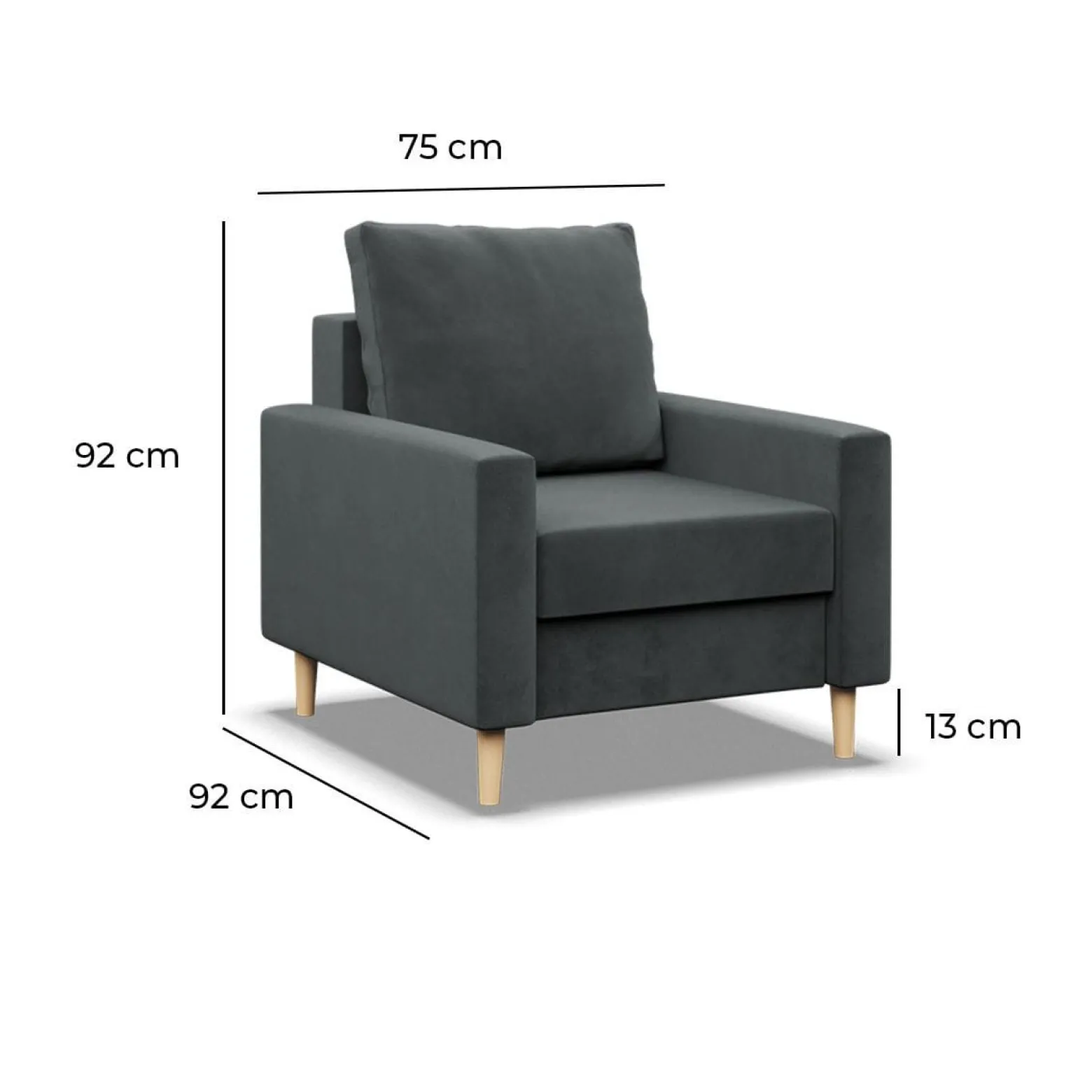Fotel skandynawski, MILO, velvet, 75x92x92 cm, beżowy | TYLETEGOTU