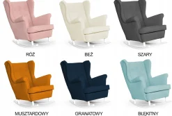 Fotel uszak bujany skandynawski welur Hunter Family Meble musztardowy