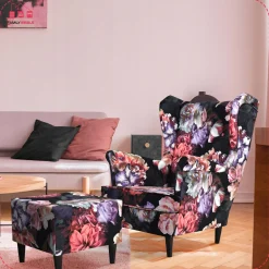 Fotel uszak z podnóżkiem Ari Print Family Meble