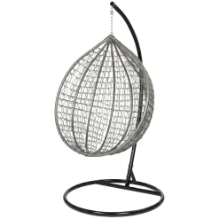Fotel wiszący kokon ogrodowy ze stelażem poduszki szary FUNFIT GARDEN