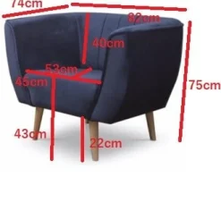 Fotel w stylu skandynawskim PIK 1 / MON77 granatowy