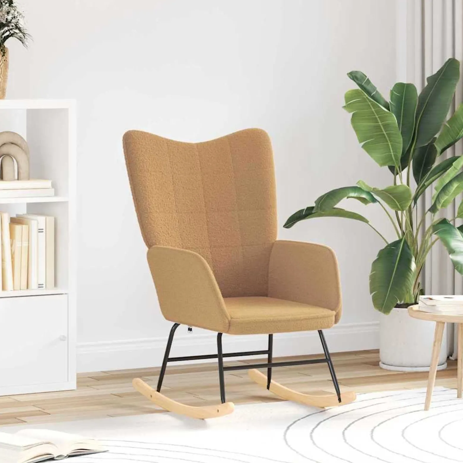 Fotel Wypoczynkowy Beżowy Tapicerowany Do Salonu Pokoju 61 x 78 x 98 cm