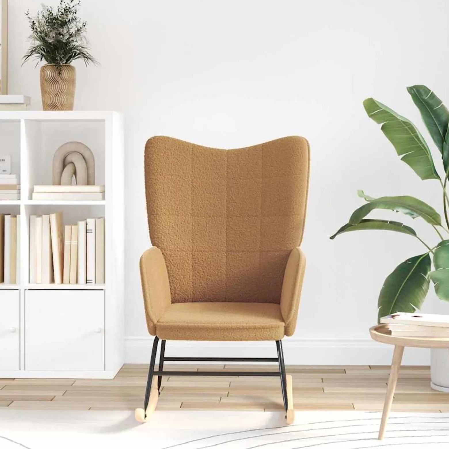 Fotel Wypoczynkowy Beżowy Tapicerowany Do Salonu Pokoju 61 x 78 x 98 cm