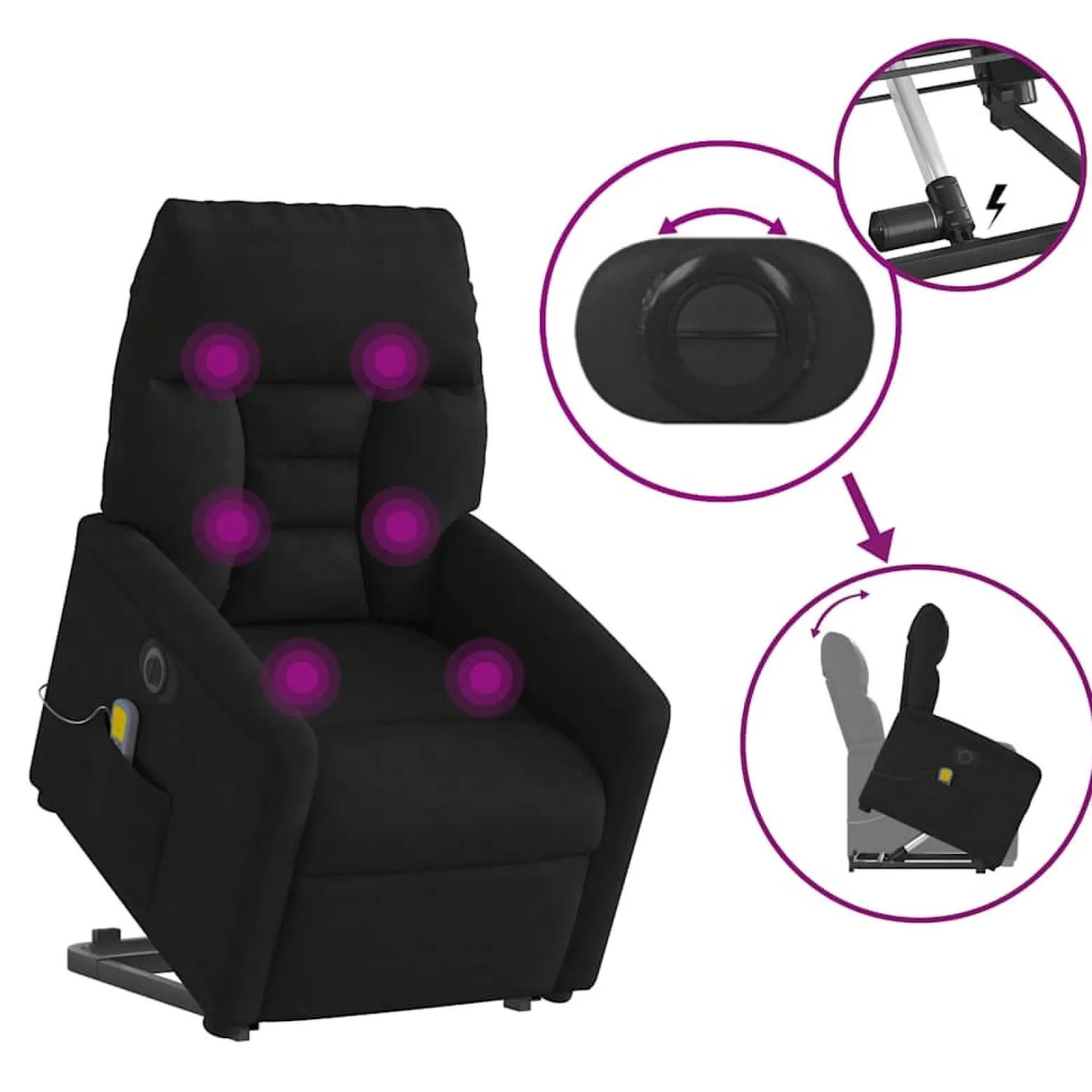 Fotel Wypoczynkowy Podnoszony z Masażem Podnóżek Fotel Masujący Pionizujący