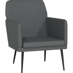 Fotel Wypoczynkowy Szary Ekoskóra Tapicerowany Do Salonu Pokoju 61x78x80 cm