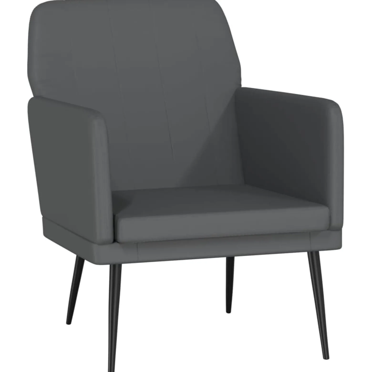 Fotel Wypoczynkowy Szary Ekoskóra Tapicerowany Do Salonu Pokoju 61x78x80 cm