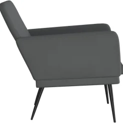 Fotel Wypoczynkowy Szary Ekoskóra Tapicerowany Do Salonu Pokoju 61x78x80 cm
