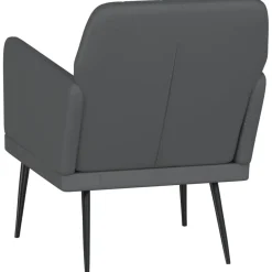 Fotel Wypoczynkowy Szary Ekoskóra Tapicerowany Do Salonu Pokoju 61x78x80 cm