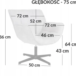 Fotel wypoczynkowy tapicerowany obrotowy salonu FO108 Nexo ciemny szary
