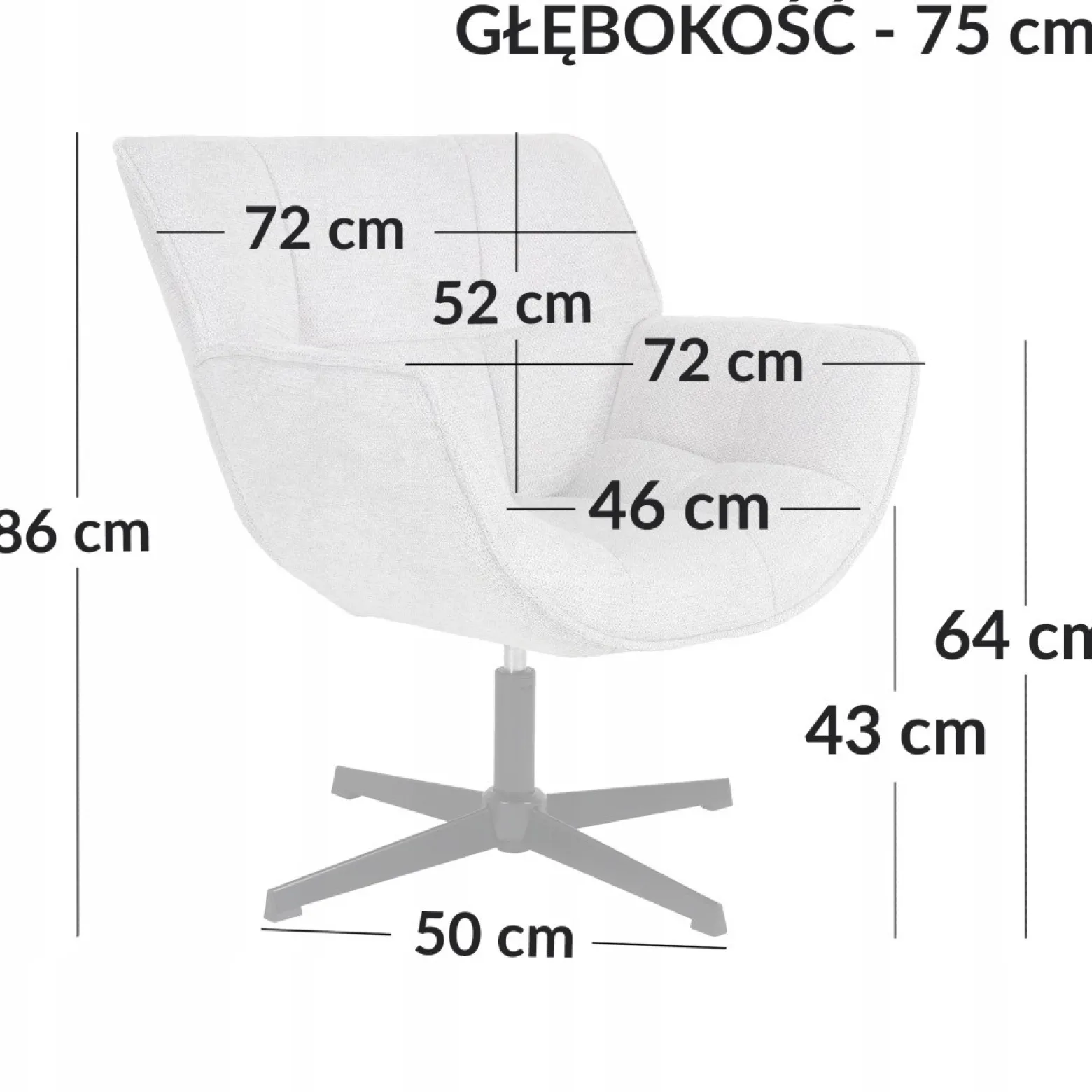 Fotel wypoczynkowy tapicerowany obrotowy salonu FO108 Nexo ciemny szary