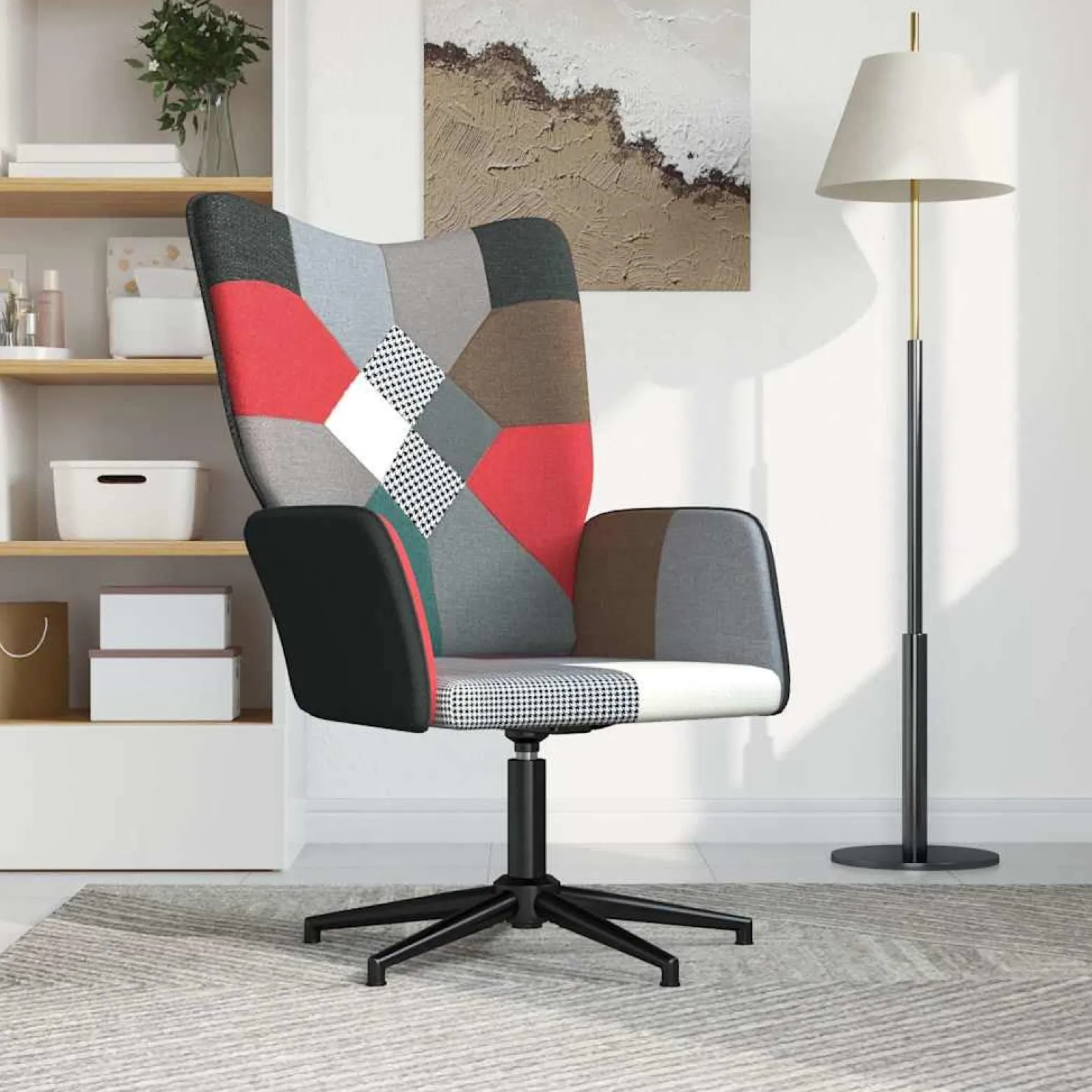 Fotel Wypoczynkowy Tapicerowany Patchwork Do Salonu Pokoju