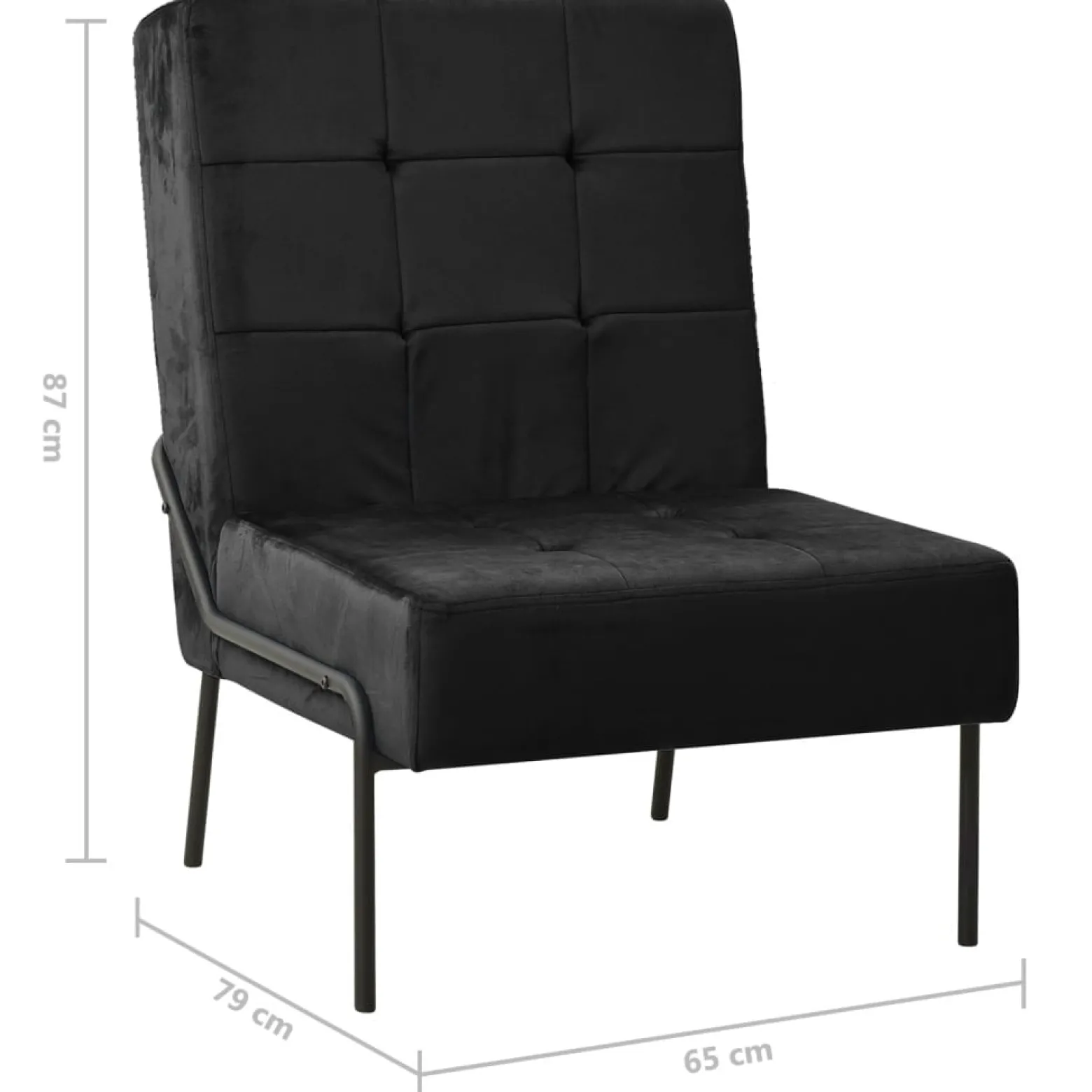Fotel 65x79x87 cm czarny obity aksamitem