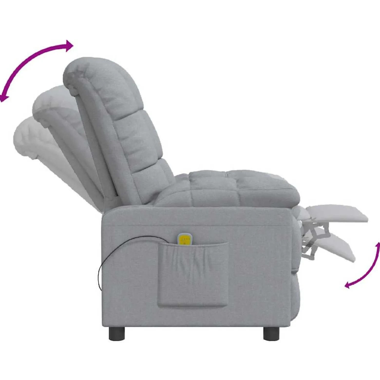 Fotel z Masażem Szary Obity Tkaniną Fotel Wypoczynkowy Do Salonu Pokoju